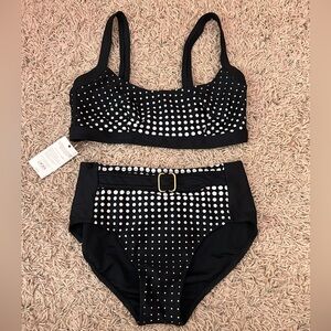 NWT Lycra polka dot high waisted bikini, size 12